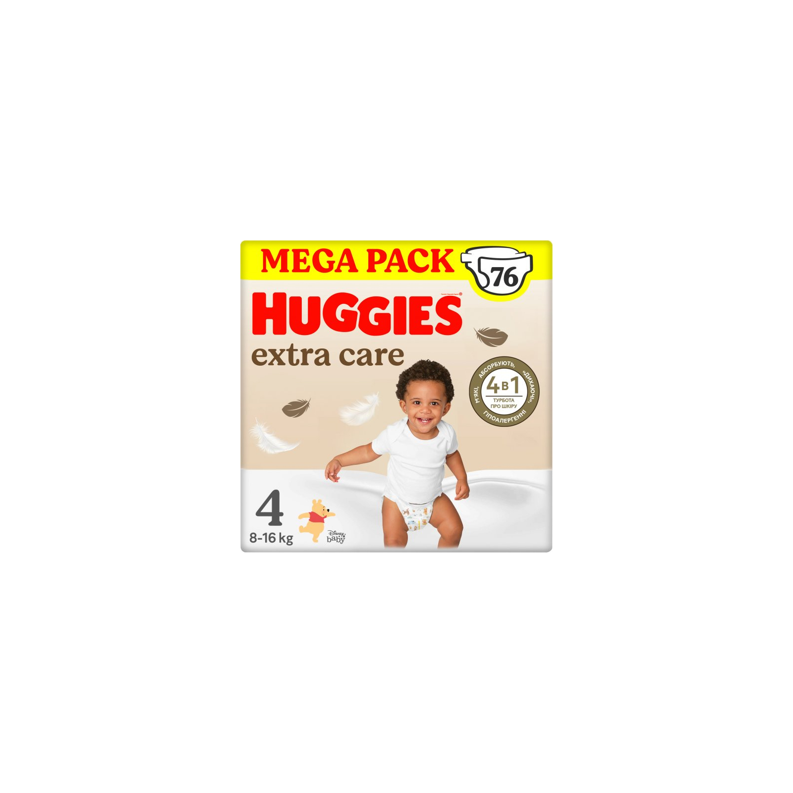 Подгузники Huggies Extra Care Size Размер 4 (8-16 кг) 76 шт (5029053583167)
