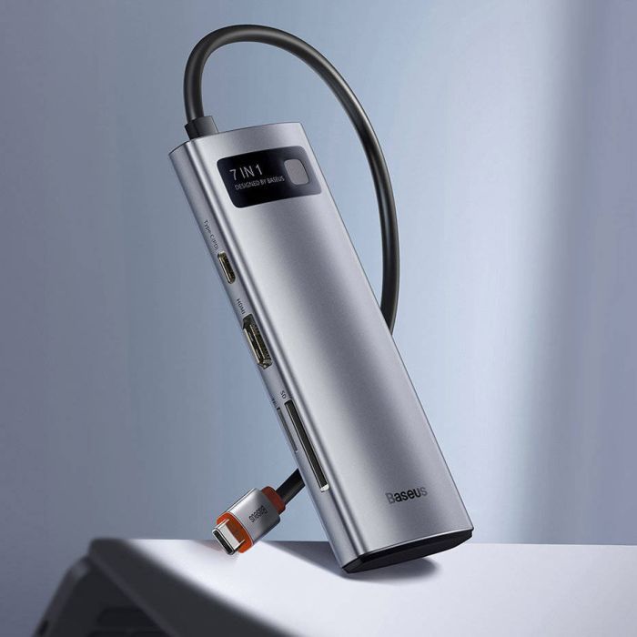 Порт-реплікатор Baseus 7-in-1 Metal Gleam Series Type-C to HDMI+USB+SD/TF Docking Station (WKWG020113) зображення 12