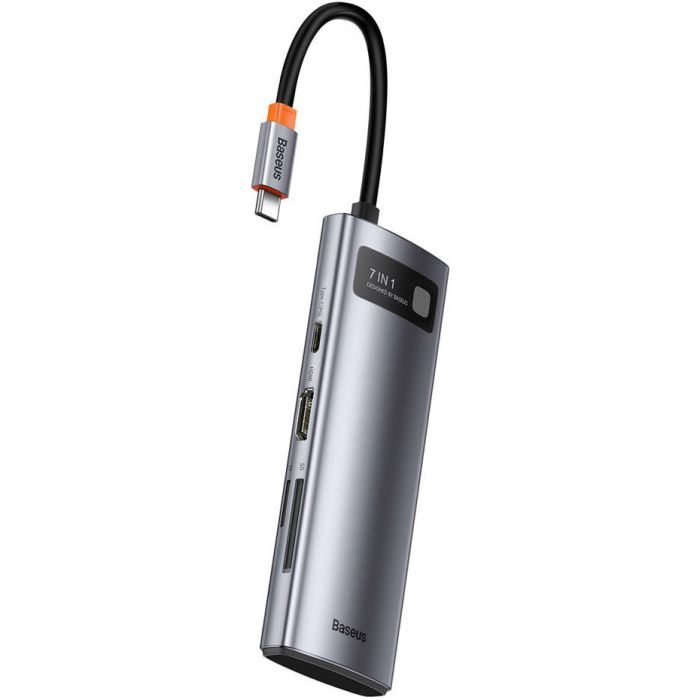 Порт-реплікатор Baseus 7-in-1 Metal Gleam Series Type-C to HDMI+USB+SD/TF Docking Station (WKWG020113) зображення 2