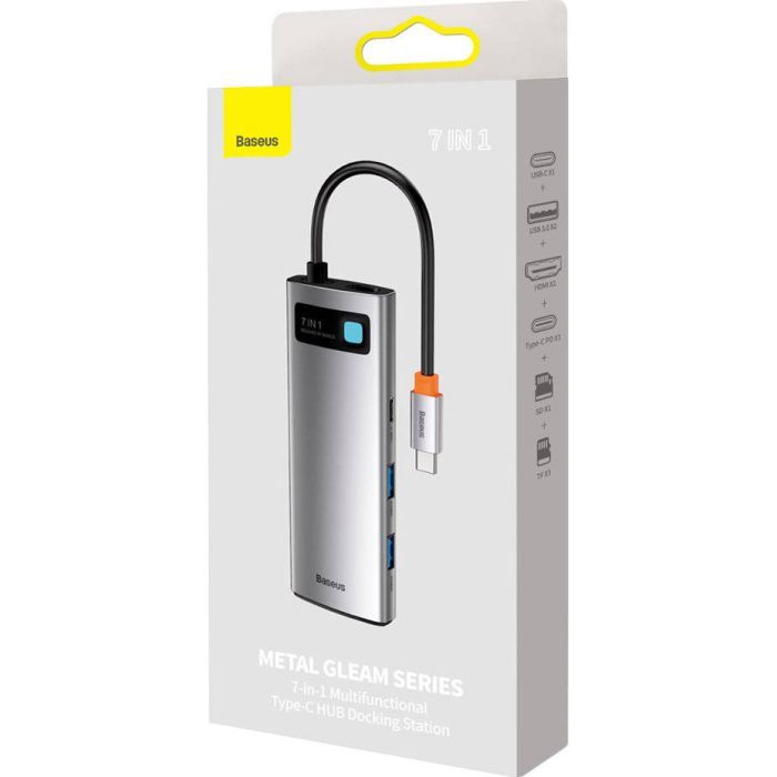 Порт-реплікатор Baseus 7-in-1 Metal Gleam Series Type-C to HDMI+USB+SD/TF Docking Station (WKWG020113) зображення 7