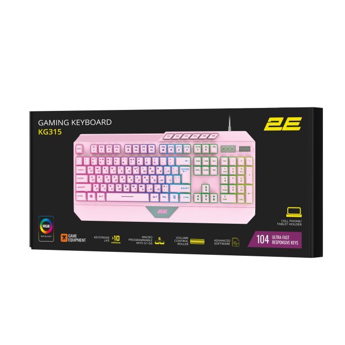 Клавиатура 2E Gaming KG315 RGB USB UA Pink (2E-KG315UPK) изображение 8