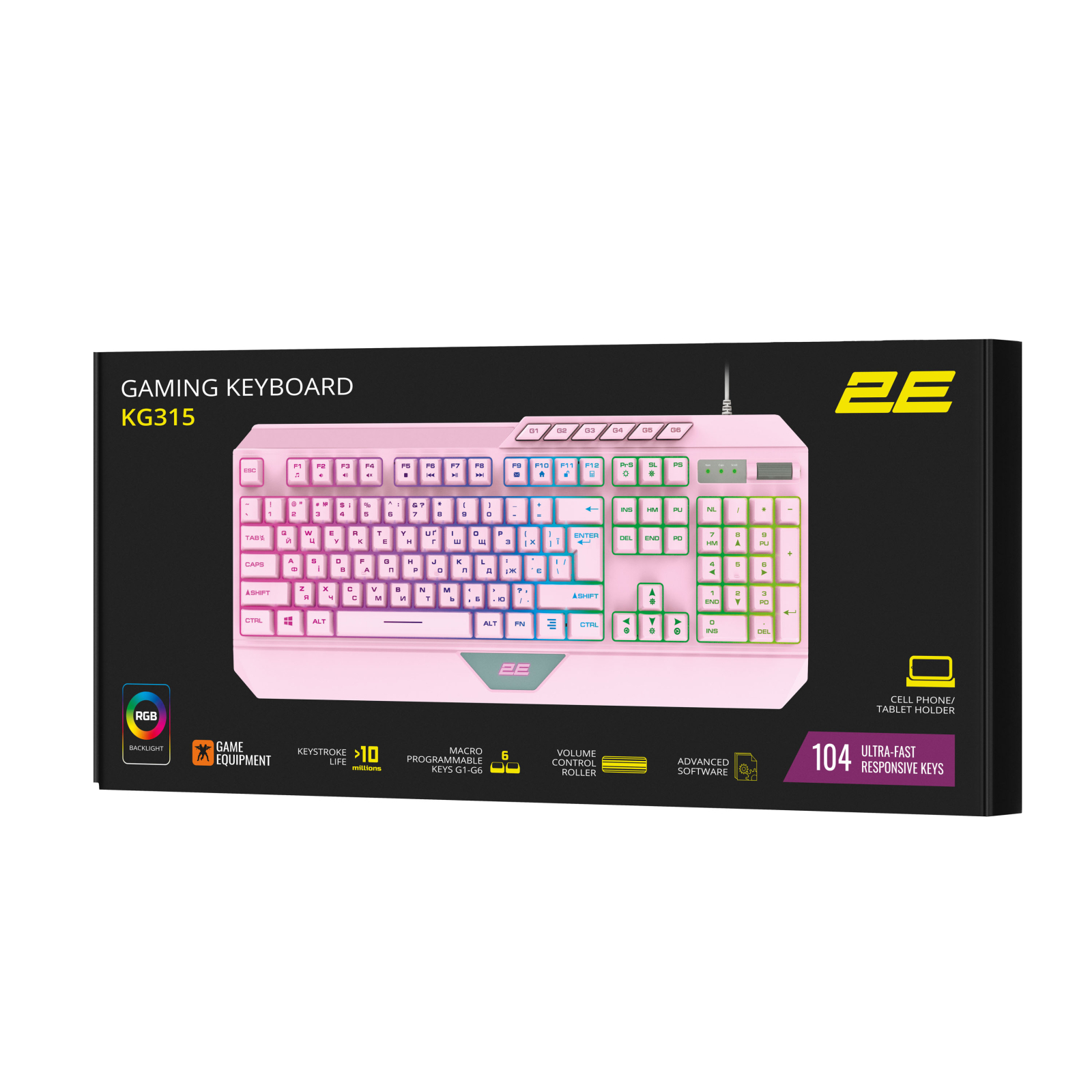 Клавіатура 2E Gaming KG315 RGB USB UA Pink (2E-KG315UPK) зображення 8