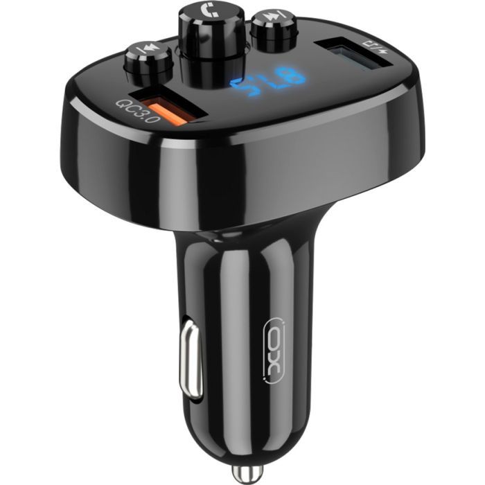FM модулятор XO BCC03 Car Charger 18W Bluetooth+QC3.0 Quick Charger Black (XO-BCC03)