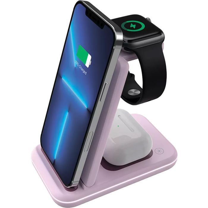 Зарядний пристрій Canyon WS-304 Foldable 3in1 Wireless charger Iced Pink (CNS-WCS304IP) зображення 8