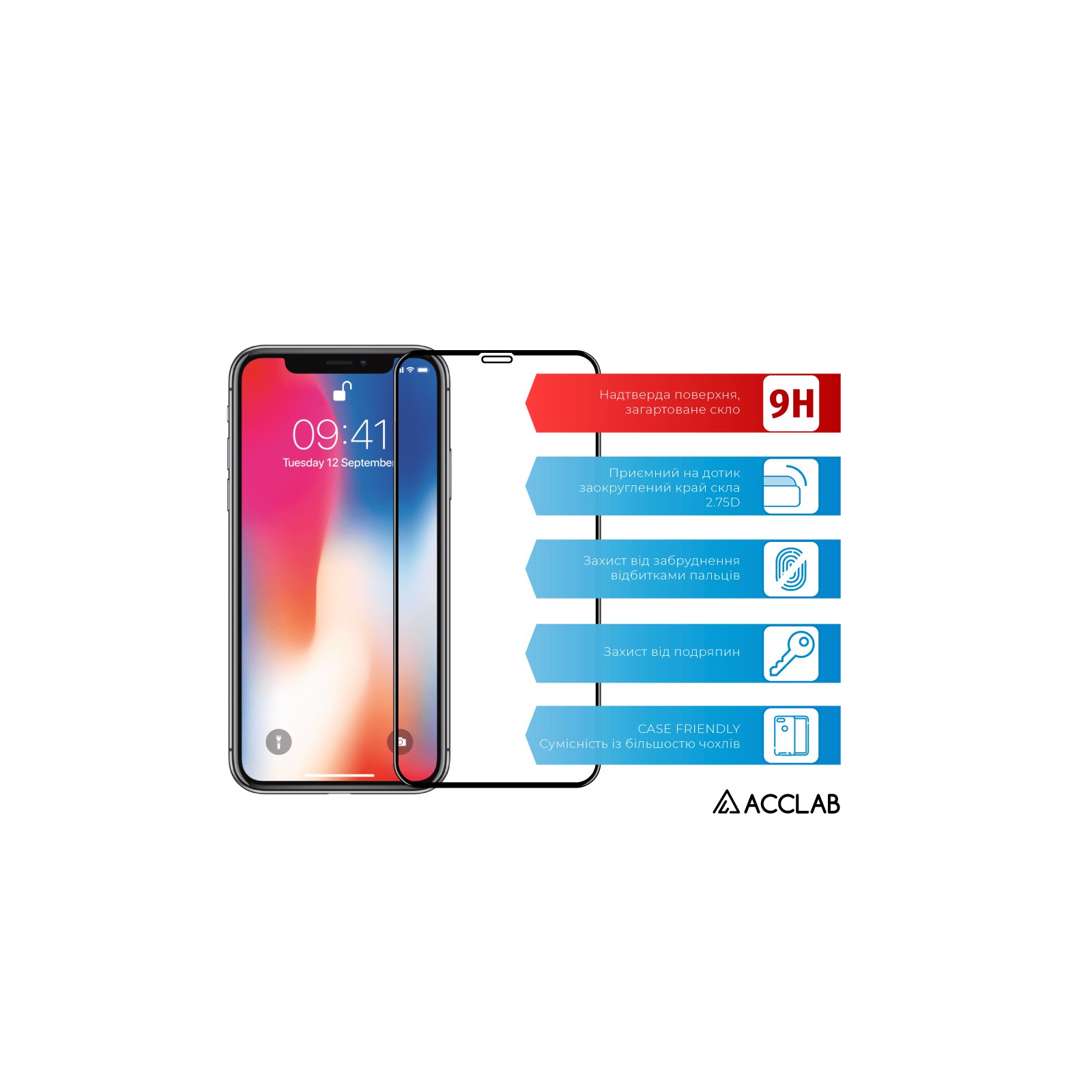 Скло захисне ACCLAB Full Glue ESD Apple Iphone X/XS/11 Pro (1283126532139) зображення 2
