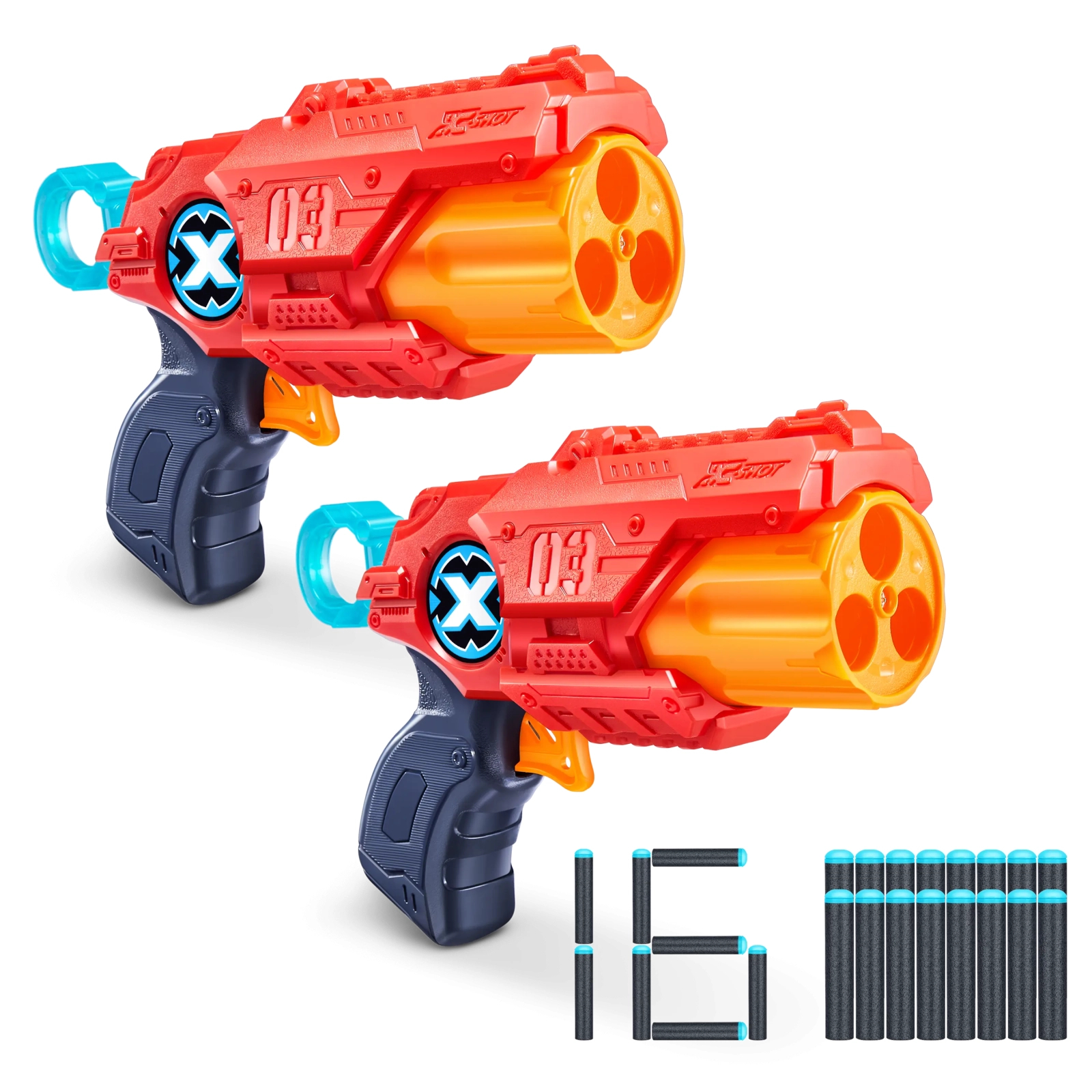 Іграшкова зброя Zuru X-Shot Red Набір швидкострільних бластерів EXCEL MK 3 Double (2 бластира, 3 банки, 16 патронів) (36432R) зображення 2