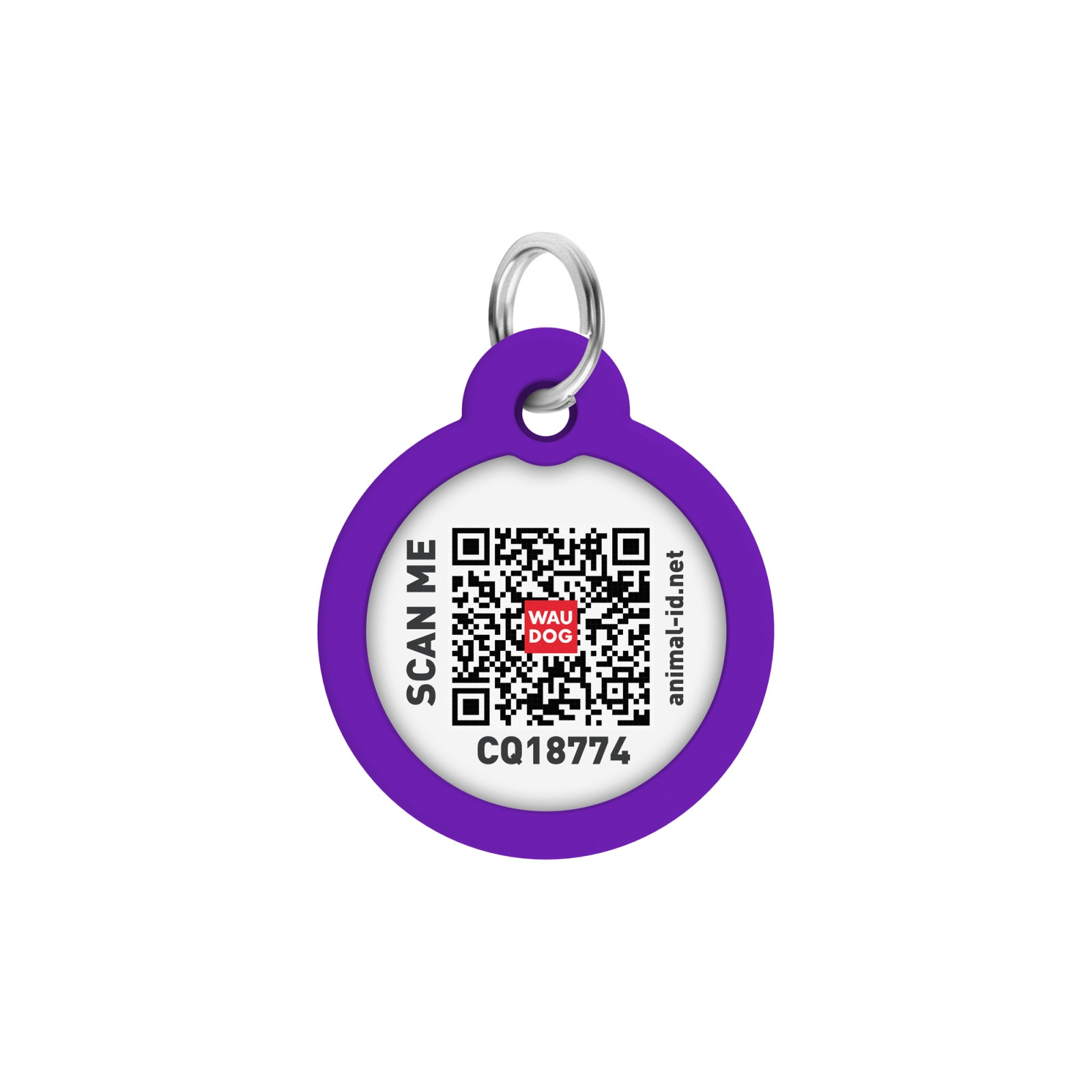 Адресник для животных WAUDOG Smart ID с QR паспортом "Градиент фиолетовый", круг 25 мм (225-4034) изображение 3