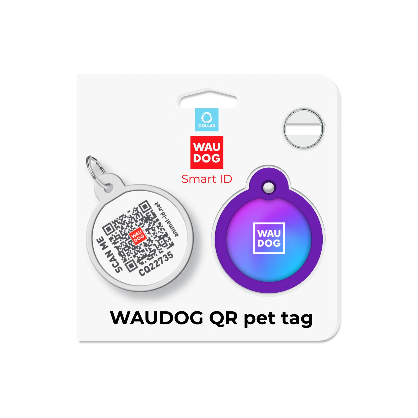 Адресник для тварин WAUDOG Smart ID з QR паспортом "Градієнт фіолетовий", коло 25 мм (225-4034) зображення 5
