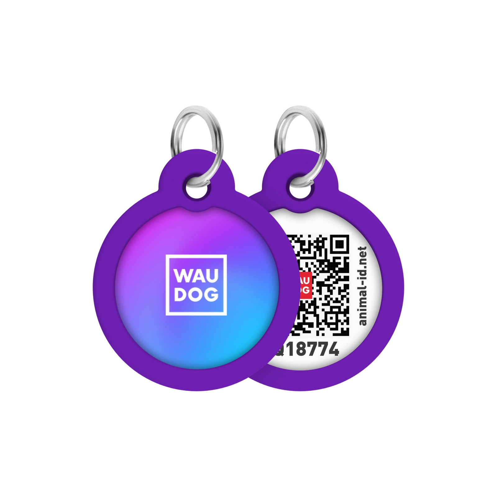 Адресник для тварин WAUDOG Smart ID з QR паспортом "Градієнт фіолетовий", коло 25 мм (225-4034)