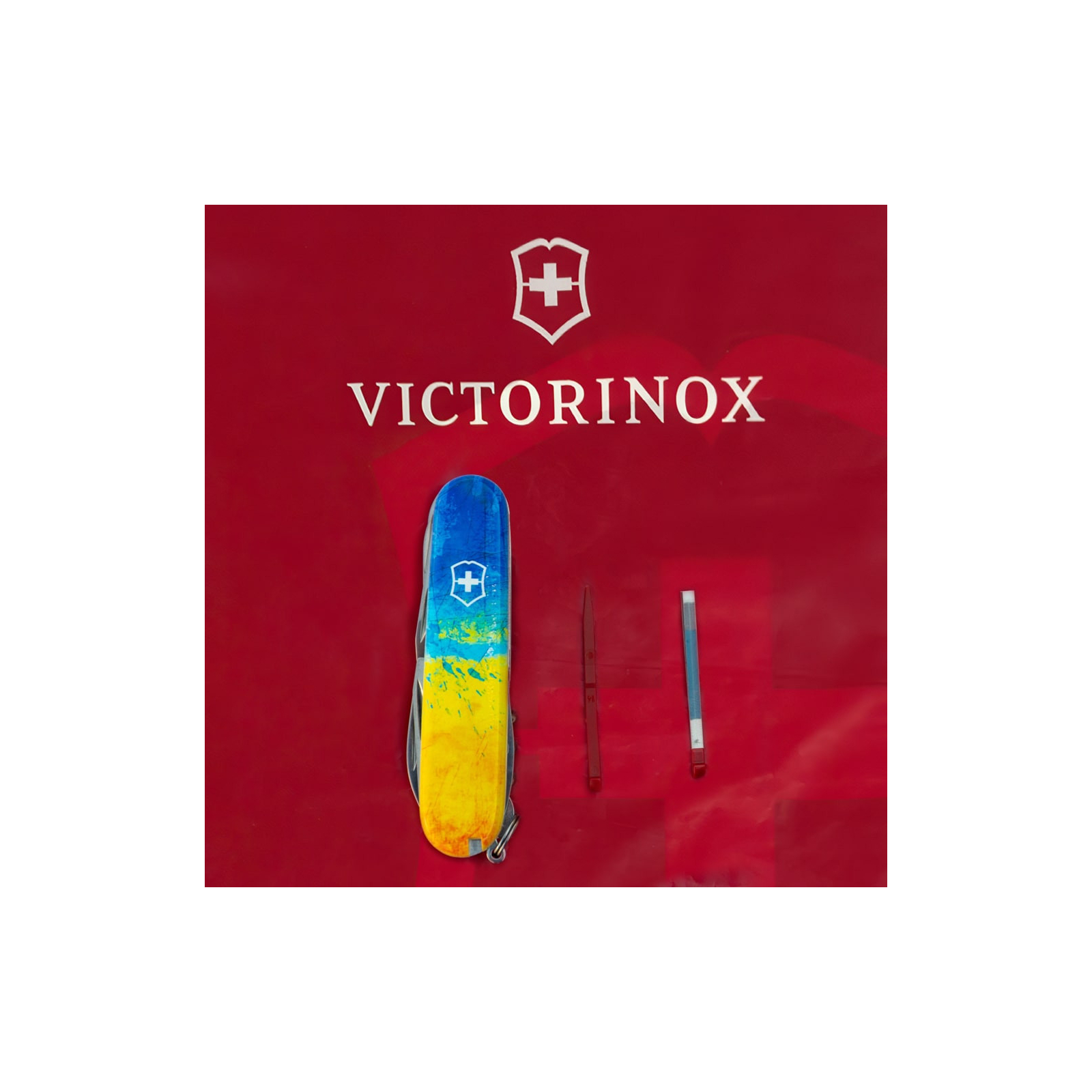 Нож Victorinox Huntsman Ukraine 91 мм Чорний Тризуб готичний білий (1.3713.3_T0630u) изображение 6