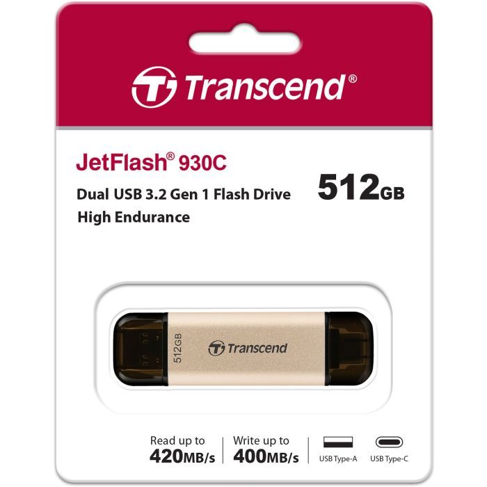 USB флеш накопичувач Transcend 512GB JetFlash 930C Gold-Black USB 3.2/Type-C (TS512GJF930C) зображення 8