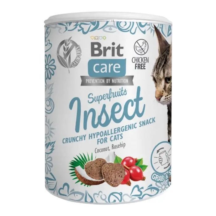 Ласощі для котів Brit Care Superfruits Insect 100 г - комахи (8595602555703)