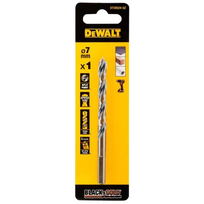 Сверло DeWALT по металлу Black & Gold,HSS-G, 7 х 109 х 69 мм (DT20524)