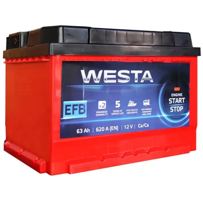 Акумулятор автомобільний Westa 6CT-63 А (1) RED EFB > ціни в Києві та Україні Акумулятор автомобільний Westa 6CT-63 А (1) RED EFB