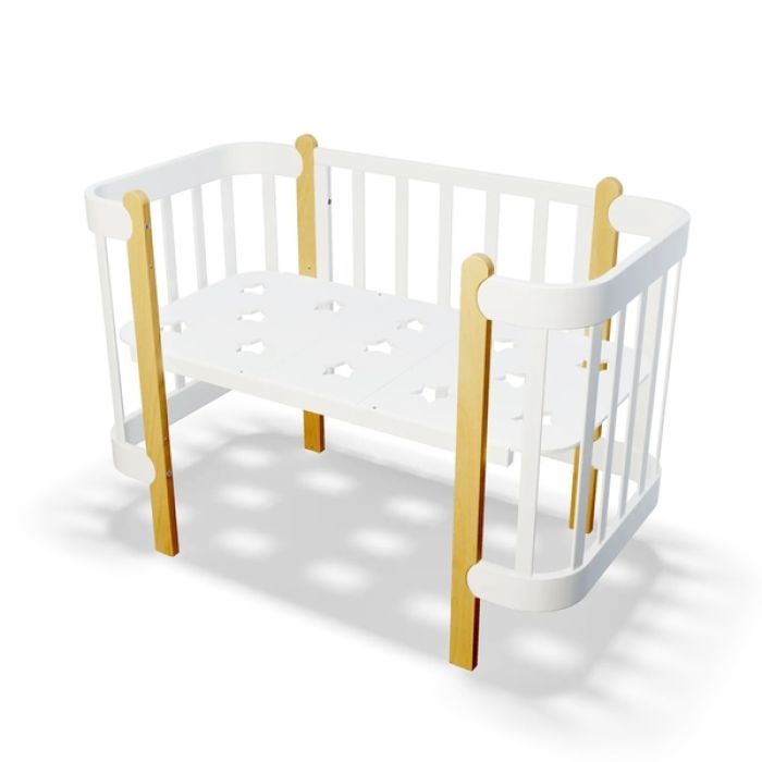 Кроватка Ingvart трансформер Nika 60 с опускной боковинкой (60х94, 60х120) бело-серая (3190037040) изображение 3