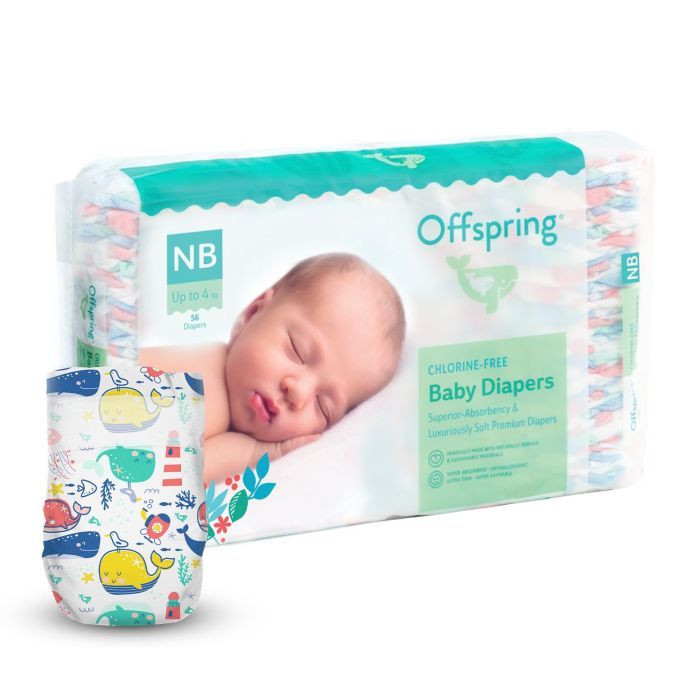 Подгузники Offspring Willy the Whale размер NB до 4 кг 56 шт (DP-OI-FAT-NB56P-WTW)