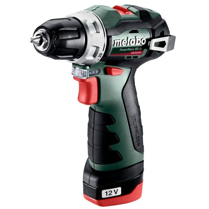 Шуруповерт Metabo PowerMaxx BS BL 12V, 2х2.0Ah, 20·38Нм, 0-400·0-1500об/мин, 0.8кг (601721500)