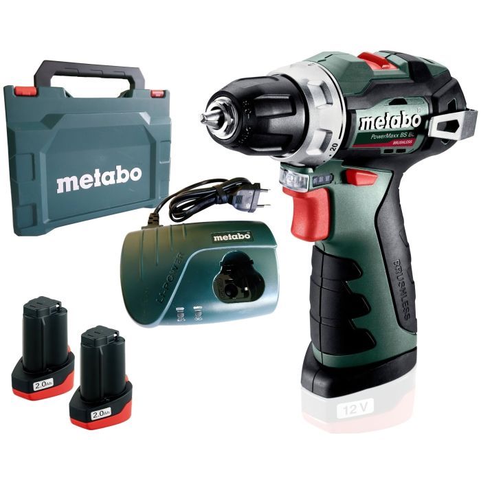 Шуруповерт Metabo PowerMaxx BS BL 12V, 2х2.0Ah, 20·38Нм, 0-400·0-1500об/мин, 0.8кг (601721500) изображение 4