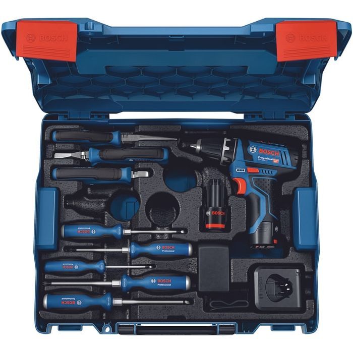 Шуруповерт Bosch GSB 12В 2х2Ah, + набор ручного инструмента (0.601.868.10R) изображение 2