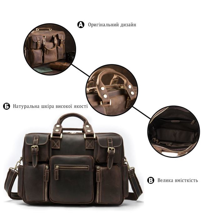 Сумка Vintage Коричнева (14881) зображення 5