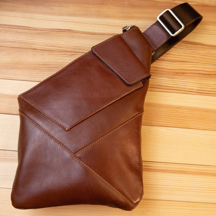 Сумка Grande Pelle Кожаная через плечо Коричневая (11358) изображение 8