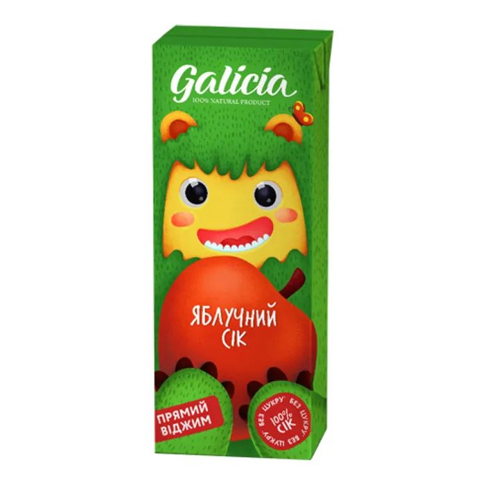 Сок детский Galicia Яблочный прямого отжима неосвещенный 200 мл (4820209560091)