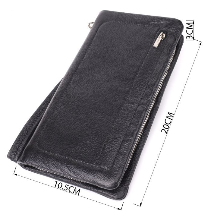Кошелек ST Leather Кожаный с отделением под телефон Черный (23101) изображение 3