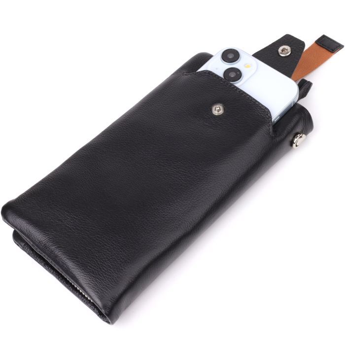 Кошелек ST Leather Кожаный с отделением под телефон Черный (23101) изображение 7