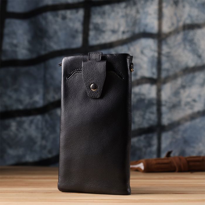 Кошелек ST Leather Кожаный с отделением под телефон Черный (23101) изображение 8