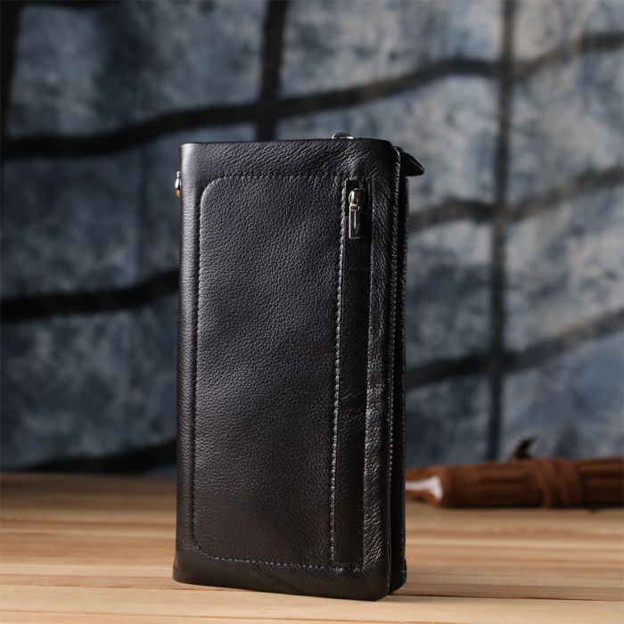 Кошелек ST Leather Кожаный с отделением под телефон Черный (23101) изображение 9