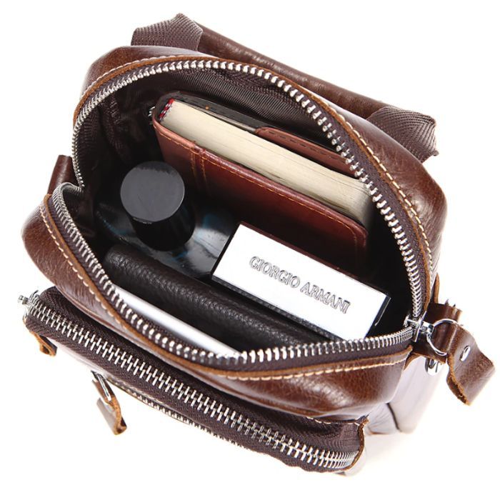 Сумка Vintage На пояс кожаная Коричневая (20012) изображение 7