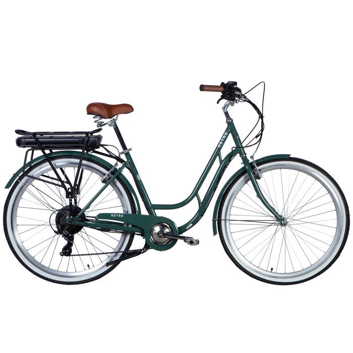 Электровелосипед Dorozhnik 28" eRETRO Vbr рама-19" 36B 12.5А*г 500Вт зелено-сірий 2025 (ELB-D-28-069)