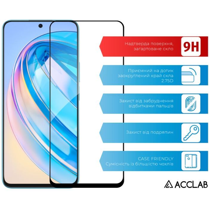 Скло захисне ACCLAB Full Glue Honor X8A Black (1283126591204) зображення 3