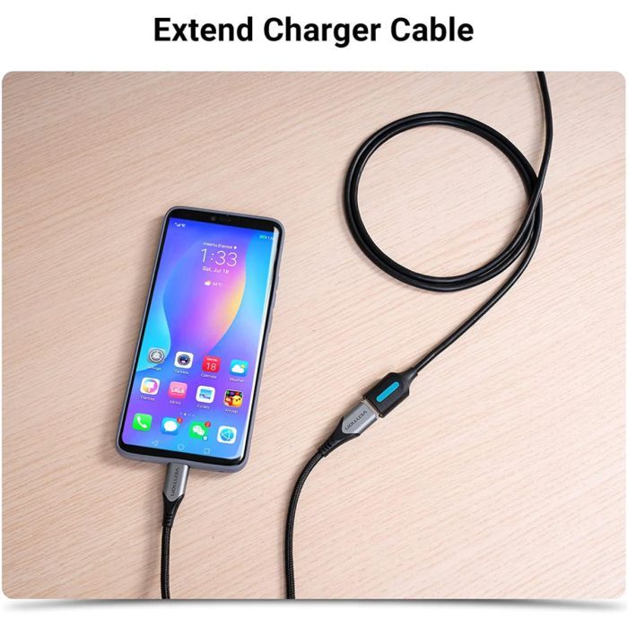 Дата кабель USB 2.0 AM/AF 2.0m black Vention (CBHBH) зображення 6