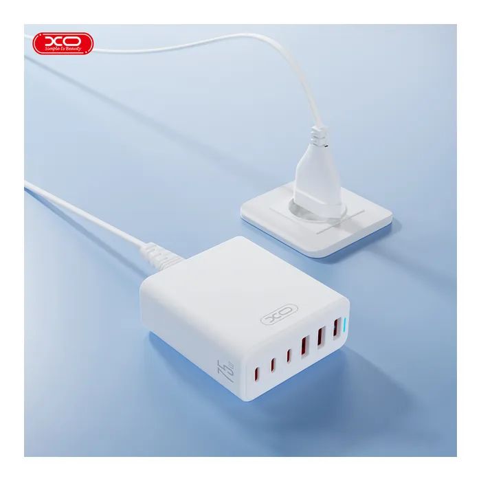 Зарядний пристрій XO L133 3xUSB-A + 3xUSB-C 75W White (L133.white) зображення 3