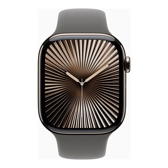 Смарт-годинник Apple Watch Series 10 GPS + Cellular 46mm Gold Titanium Case with Starlight Sport Band - S/M (MWYX3QH/A) зображення 2