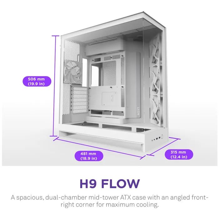 Корпус NZXT H9 Flow Dual-Chamber All White (CM-H92FW-01) зображення 2