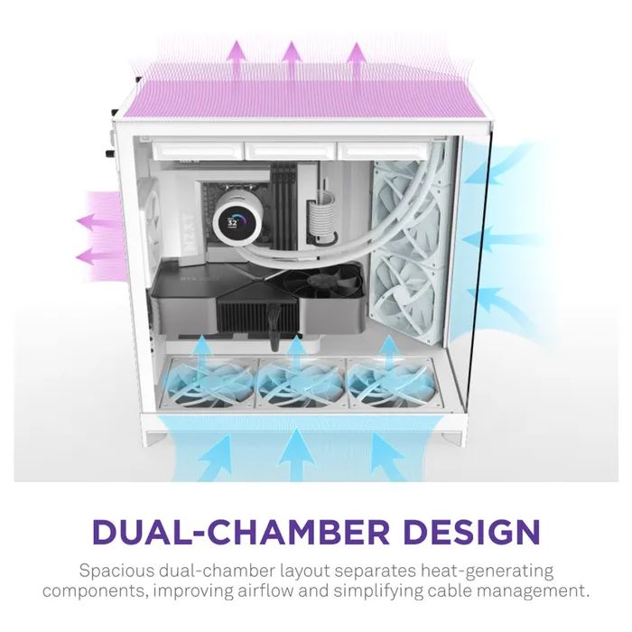 Корпус NZXT H9 Flow Dual-Chamber All White (CM-H92FW-01) зображення 6