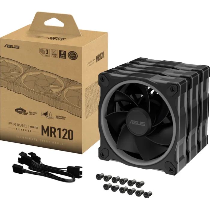 Кулер до корпусу ASUS PRIME MR120 REVERSE ARGB BLACK 3IN1 (90DA00L0-B09020) зображення 12