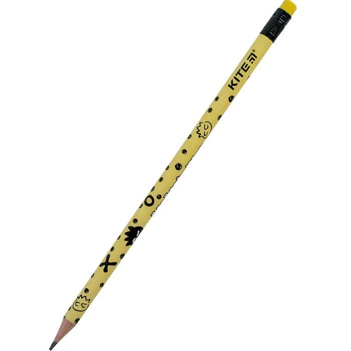 Олівець графітний Kite Bad Badtz-Maru круглий, з гумкою, НВ (HK24-056-2)