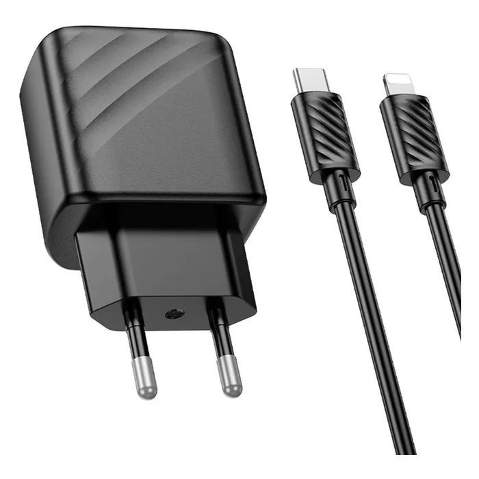 Зарядное устройство HOCO CS23A USB-C PD30W + 1xUSB QC3.0 + cable USB-C to Lightning black (6942007609951) изображение 3