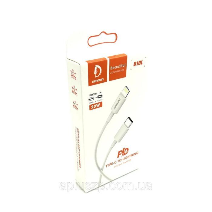 Дата кабель USB-C to Lightning 1.0m PD18W white Denmen (DM-D10L-WH) зображення 2