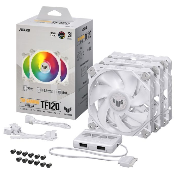 Кулер для корпуса ASUS TUF Gaming TF120 ARGB 3IN1 White (90DA0033-B09030) изображение 9