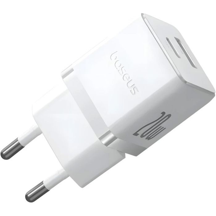 Зарядное устройство Baseus 1xUSB-C 20W + 1xUSB white + cable USB-C to USB-C 60W 1.0m (P10111608213-01) изображение 4
