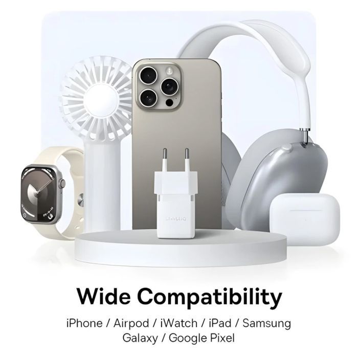 Зарядное устройство Baseus 1xUSB-C 20W + 1xUSB white + cable USB-C to USB-C 60W 1.0m (P10111608213-01) изображение 9