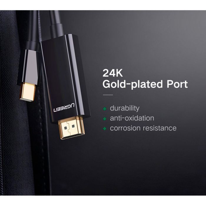 Кабель мультимедийный miniDisplayPort M to HDMI M 1.5m MD101 4K black Ugreen (20848) изображение 9