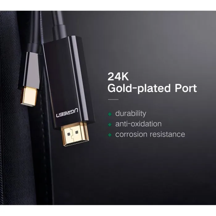 Кабель мультимедійний miniDisplayPort M to HDMI M 1.5m MD101 4K black Ugreen (20848) зображення 9