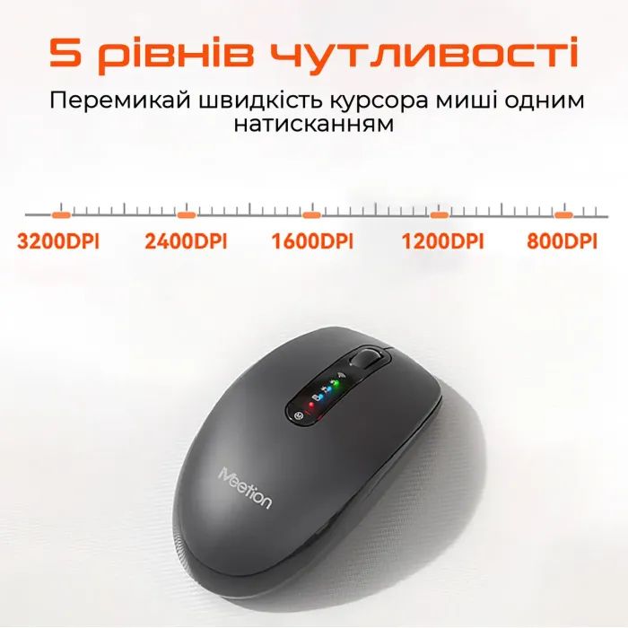 Мышка Meetion BTM100R Wireless/Bluetooth Black (MT-BTM100R-A) изображение 4