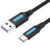 Дата кабель USB 2.0 AM to USB-C 0.5m 5A black Vention (CORBD)