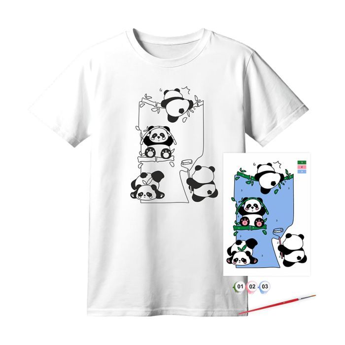 Набір для творчості Rosa футболка-розмальовка, Funny Рandas, бавовна 100, розмір XS (4823098544883)